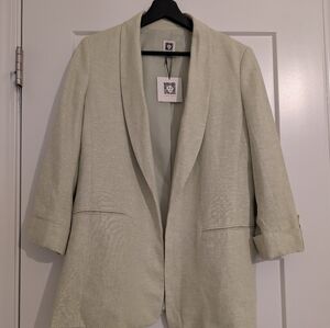 NEW Anne Klein Elegant Light Green Women's Blazer Size Small Linen Blend